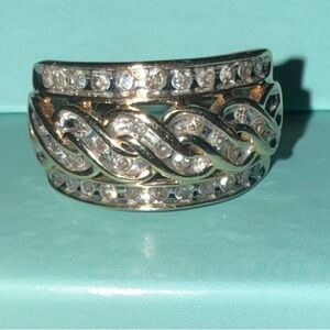 Gold and Diamond Women's Twist Band Ring